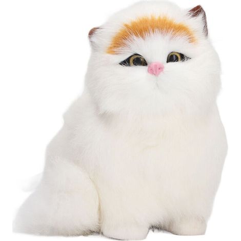 Estatua de gato de piel sintética: decoración para el hogar divertida, exquisita y adorable. Figura de gato de piel sintética con ojos cerrados. (1/5)