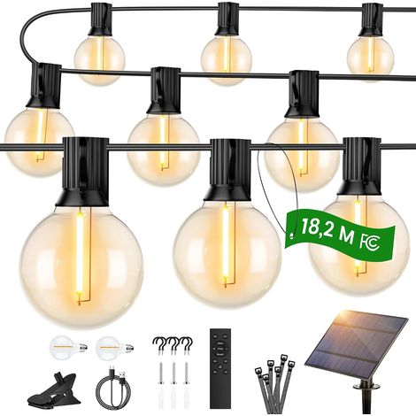 Guirlande LED Extérieure 33m/110FT, 52 Ampoules G40 (2 de Rechange) 2200K Blanc Chaud, IP65 Etanche Extensible, Classe Énergétique F, UKCA/CE, pour Terrasse Jardin Fêtes Mariages (1/5)