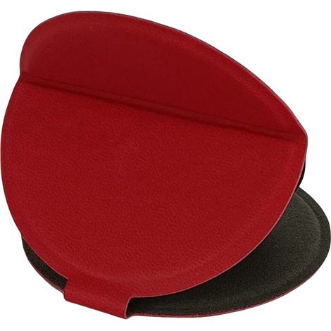 Petit miroir - Miroir de maquillage rond, portable et pliable en PU et acier inoxydable, idéal pour les voyages et la table (rouge) (1/5)