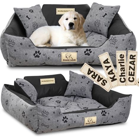 Letto per cani KINGDOG box 75x65 cm personalizzato ossa impermeabili nero