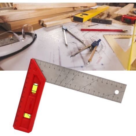 Hochpräziser, multifunktionaler 20 cm Edelstahl-Markierungslineal mit Wasserwaage (1/5)