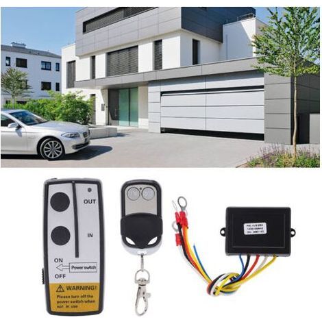 SUNXURY Télécommande de treuil sans fil, kit récepteur à distance DC12V 24V, avec clé, pour porte de garage, bateau (1/4)