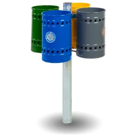 Cestino Eco-Four Milano 224 Giochipark acciaio zincato raccolta 4x28lt &Oslash28x45h - Filo pavimento