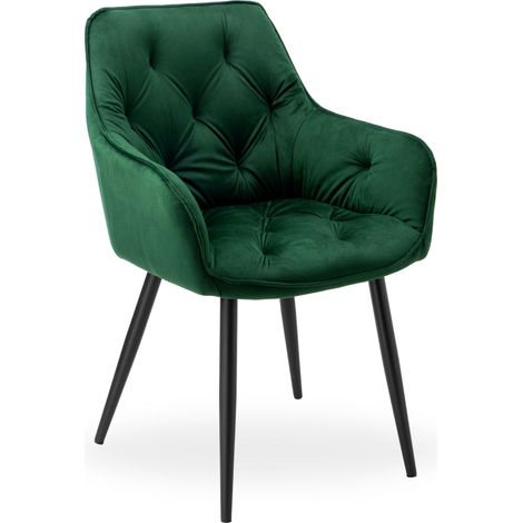 NEVADA VELVET dunkelgrüner Samtstuhl (1/5)