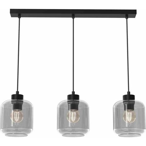 Lampadario sospeso Milagro Sombra nero vetro fumé 3xE27 (1/5)