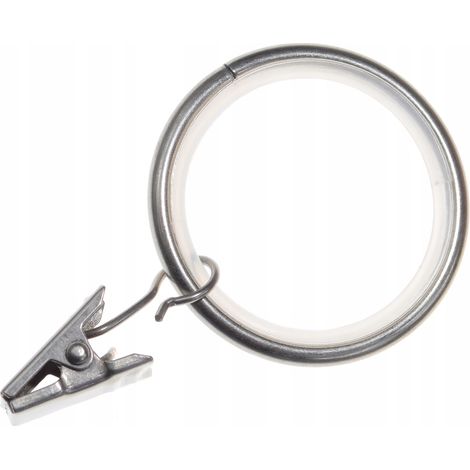 Anneaux silencieux avec clips Fi 37 mm Tringle à rideaux en métal Chrome mat 20 pièces (1/5)