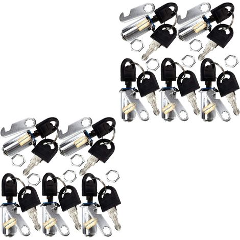 Lot de 10 serrures de sécurité pour boîtes aux lettres, tiroirs et armoires, serrure à came 30 mm avec 20 clés, chaque serrure a une clé différente (1/5)