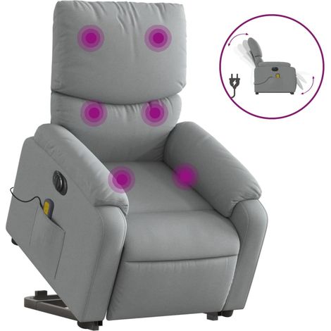 Maison Exclusive - Poltrona Alzapersona Massaggi Elettrica Grigio Chiaro Tessuto