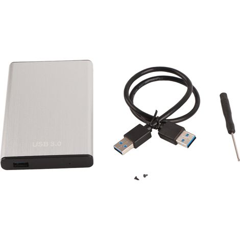 Boîtier externe pour disque dur SSD 2,5 pouces SATA 3.0 USB 3.0, sans outil, argenté. (1/5)