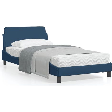 Cadre de lit avec tête de lit Bleu 100x200 Tissu (1/5)