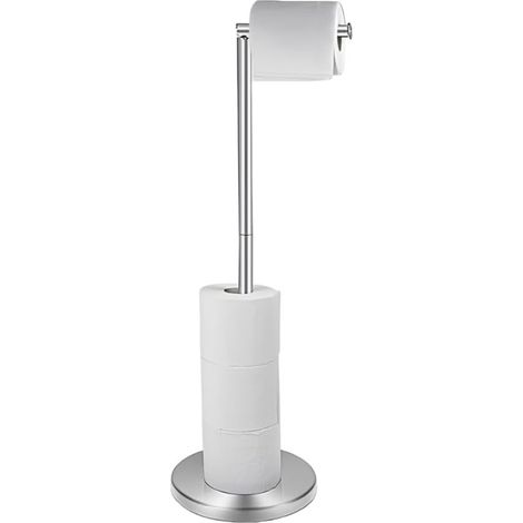Porte Papier Toilette sur Pied, Distributeur de Papier en Acier Inoxydable, Support Porte-Papier Hygiénique Dérouleur(Argenté)