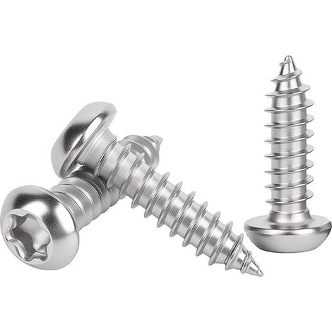 60 PCS M4 x 20mm 304 auto-taraudeuses en acier inoxydable, vis de fleur de prunier à tête ronde, vis de sécurité de perçage de fixation multifonctions. (1/5)