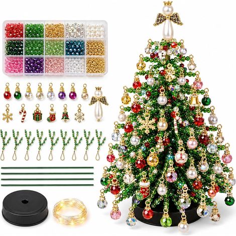 Kit de árbol de Navidad con cuentas para armar, árbol de Navidad de mesa, A (1/5)