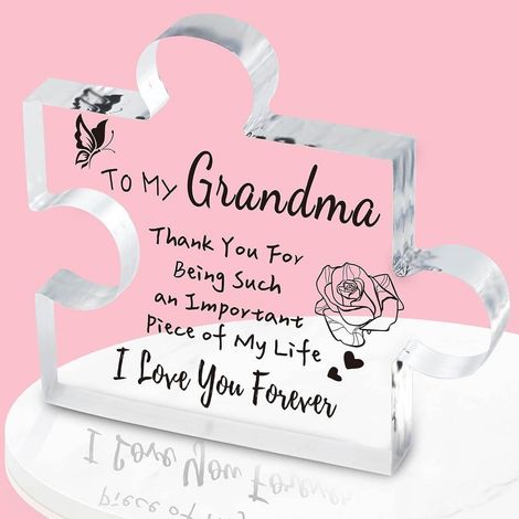 Plaque Puzzle En Acrylique - 10,5 x 10,5 cm - Décoration De Bureau Ou Intérieure - Pour Grand-Mère - 1 Pièce (1/4)