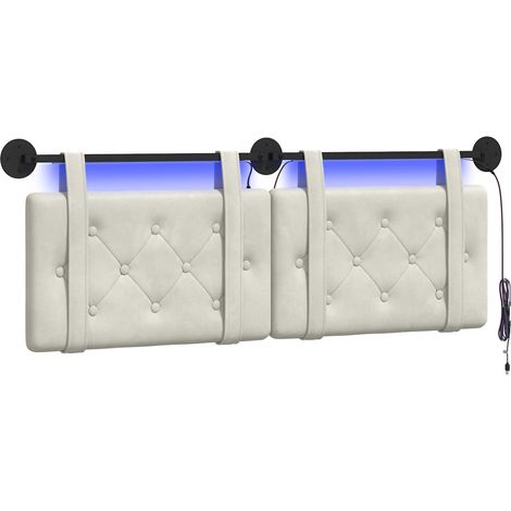 Maison Exclusive - Hängendes Kopfteil Mit LED Licht Creme Samt (1/5)