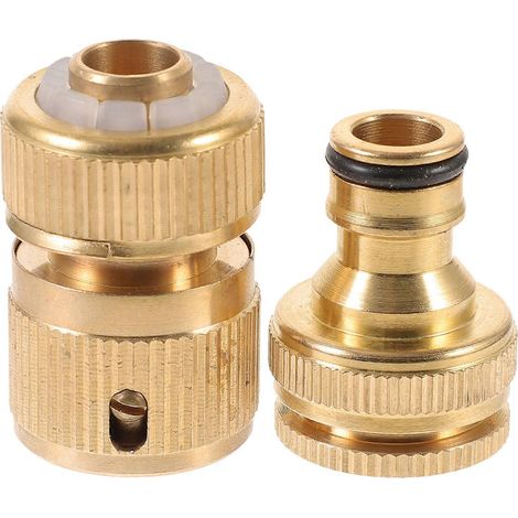 Paar Reparaturverbinder Schnellkupplungen für Gartenschläuche, Ersatz für Gartenschlauchenden-4.4X2.7cm-Golden (1/4)