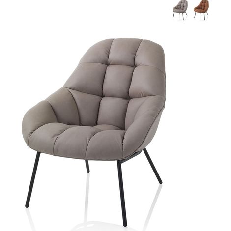 Stuhl Sessel aus Kunstleder gepolstert modernes Design Carla - Grau