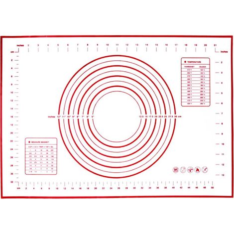 Tapis de Cuisson en Silicone Rouge 60x40 cm - Antiadhésif et Antidérapant pour Pâte à Pain et Pâtisserie (1/5)
