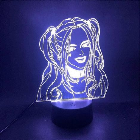 3D-LED-Nachtlicht Harley Quinn Superschurkin zur Dekoration mit Wecker, Batteriefach und USB-Anschluss (1/5)