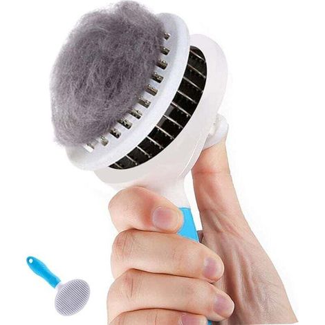 Self-cleaning cat brush for shedding and grooming – removes dead undercoat, matting – massage brush for cats and dogs MUMU (1/4)