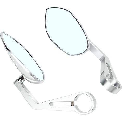 Universelle Motorradspiegel 22 mm/0,87 Zoll für Lenker, 2-teiliges Set, Seitenspiegel als Ersatz für SUZUKI GSX250R, GSXR600 und GSXR750, Silber (1/5)