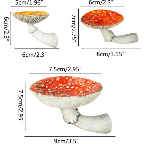 Lot de 3 étagères murales en résine en forme de champignon, support flottant fantaisiste pour loisirs créatifs, étagères murales en forme de champignon pour chambre ou salon (1/5)