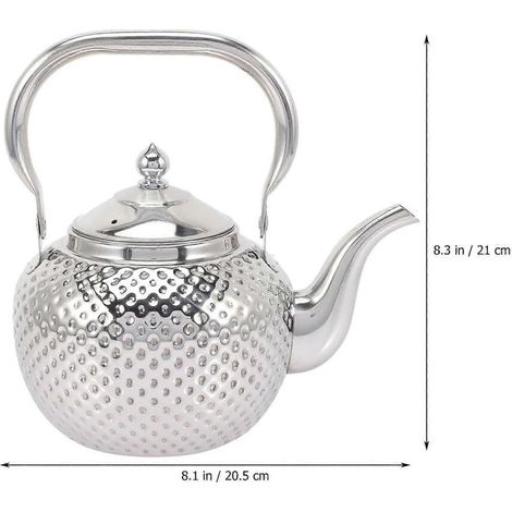 Teekanne/Wasserkocher aus Edelstahl mit Filter, geeignet für ein Fassungsvermögen von 1,2 Litern. (1/4)