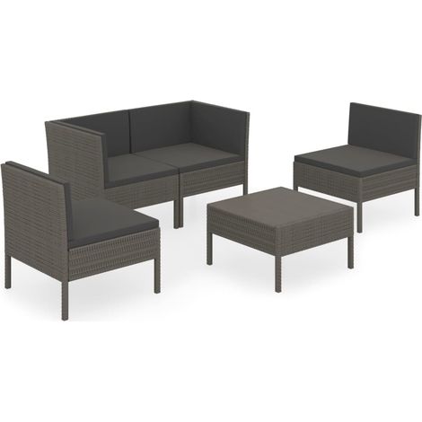 Maison Exclusive - 5-tlg. Garten-Lounge-Set mit Auflagen Poly Rat