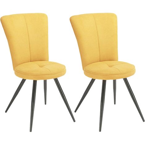 PARIL - Lot de 2 Chaises Matelassées Jaunes (1/3)