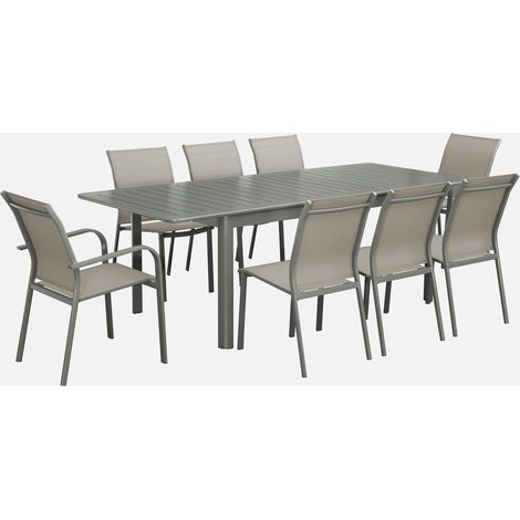 Mesa de jardín extensible de aluminio con 8 sillas (1/5)