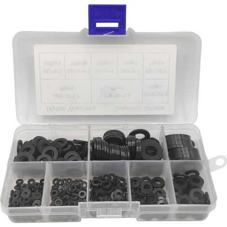 de 500 rondelles en nylon noir avec entretoises disponibles