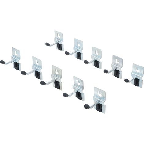 BGS Juego de ganchos individuales de 40 mm para sistema de pared de armarios, 10 piezas - 80196