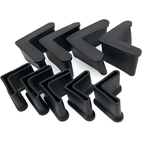 Lot de 16 protections en caoutchouc en forme de L (25 mm x 25 mm) pour cornières de meubles, pieds de meubles, protections en caoutchouc pour pieds de meubles, noir (1/5)