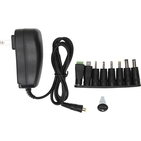 Adaptateur secteur universel multifonctionnel 30 W avec port USB et tension réglable (100-240 V). Prise US. (1/5)