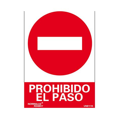 Señal prohibido pasar 210x297mm rd40017