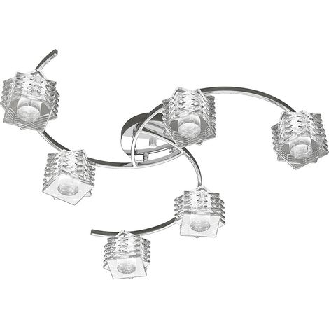 Plafoniera Contemporanea Rubik Metallo Cromo Diffusore Cristallo 6 Luci G9 (1/3)