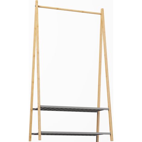 Appendiabiti in bambù con 2 ripiani 80 x 40 x 150 cm (1/5)