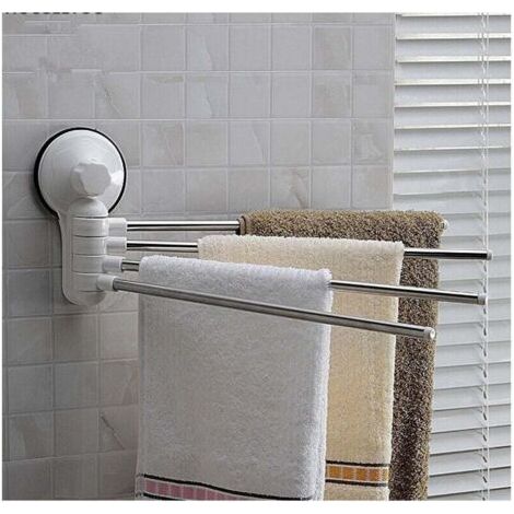 Porte-serviettes mural à 4 bras avec ventouse pour salle de bain -