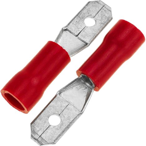 BeMatik - Terminale Faston Maschio 4,8 mm rosso Confezione da 100 unità