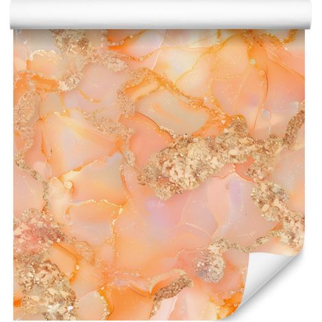Papel pintado en tonos melocotón, crema y dorado para salón y dormitorio, 50x1000 cm. (1/5)