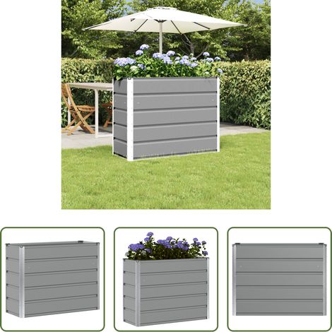 Terrassenkübel - Pflanzkübel Hellgrau 100 x 40 x 75 cm Stahl (1/5)