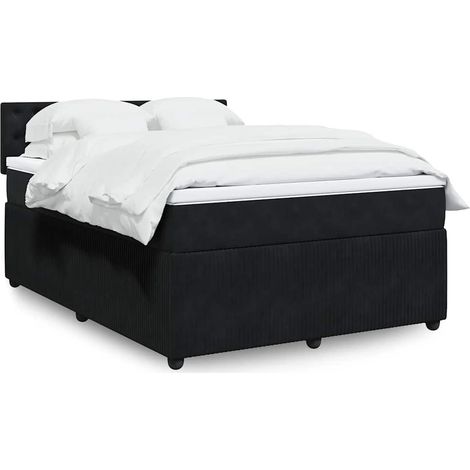 Boxspringbett mit Matratze Schwarz 140x190 cm Samt (1/5)