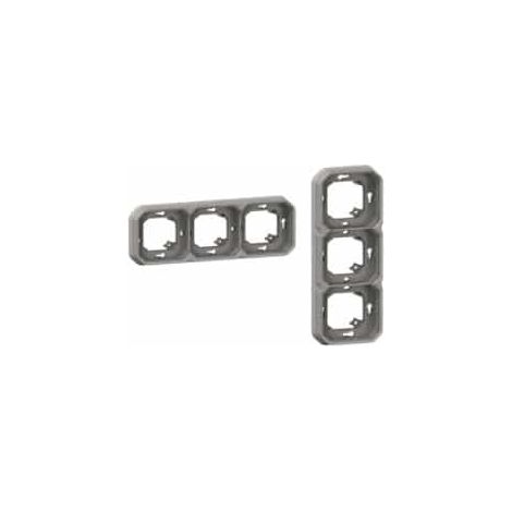 Support plaque encastré - 3 postes - Horizontal / Vertical - Gris - Plexo - 069687L - Legrand (1/4)