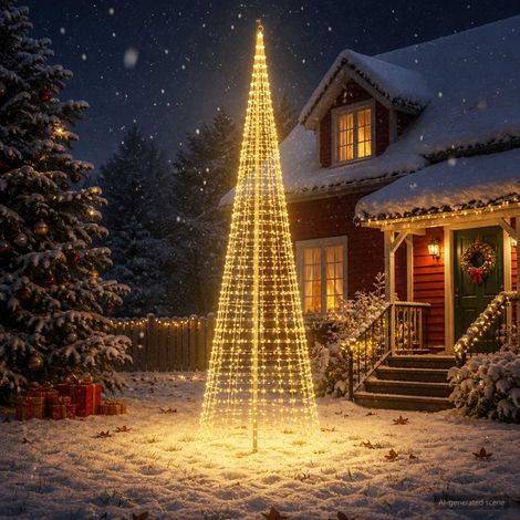 vidaXL Árbol de Navidad con luces, estacas y mástil 500 cm 1534 LED (1/5)