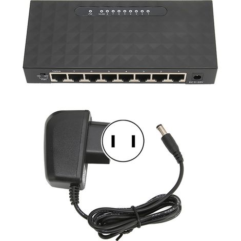 Commutateur réseau Gigabit 1000Mbps 8 ports auto-adaptatif adaptateur Ethernet pour bureau domicile 100-240V prise US (1/5)