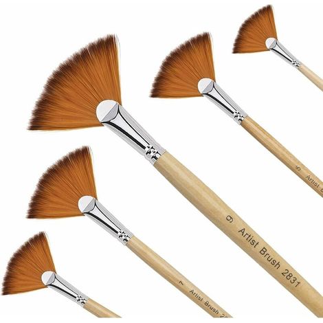Set mit 5 Nylon-Fächerpinseln für Künstler, geeignet für Acryl-, Aquarell- und Ölmalerei. (1/5)