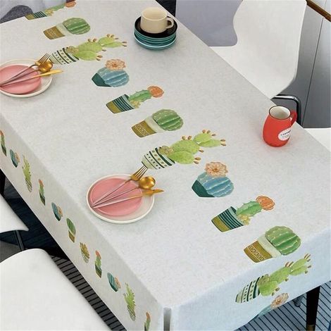 Nappe de Table Rectangulaire PVC Imperméable Anti-Taches Entretien Facile Nappes De Vinyle Moderne Décor, pour Table à Manger Picnic Party Jardin (Plantes en Pot,140x140cm) (1/3)
