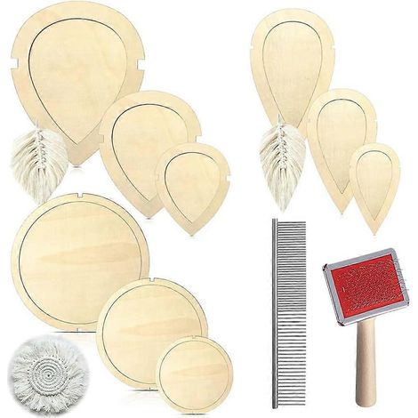 Ensemble de 11 moules peignes de découpe pour feuilles de macramé gabarit de coupe bois & cuir franges inoxydables (1/5)