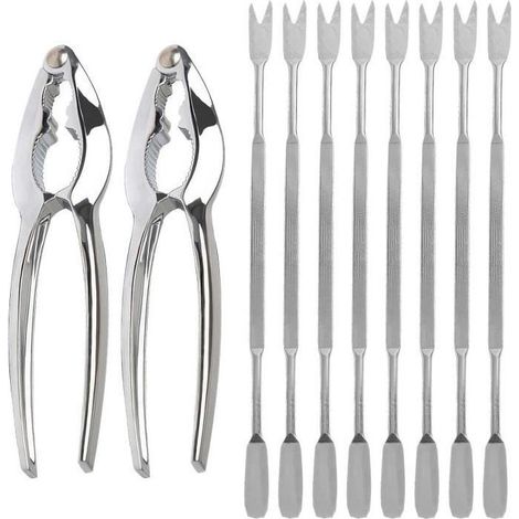 10 Tools for Fruits of Mer, Tools of Mer with 2 Pliers of Crabe and 8 Fourchettes,Pliers to Crabe Homard and Nut in stainless steel (1/4)