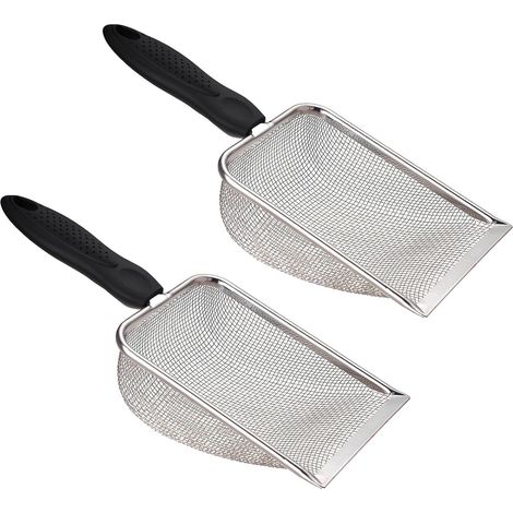 2 x 2 mm Fine Mesh Litter Scoop, Metal Cat Scoop, Small Hole Litter Scoop, Sand/Sand for Birds/Cat/Rabbit/Dog/Reptile Excrement, Mesh 2 x 2 mm (1/5)